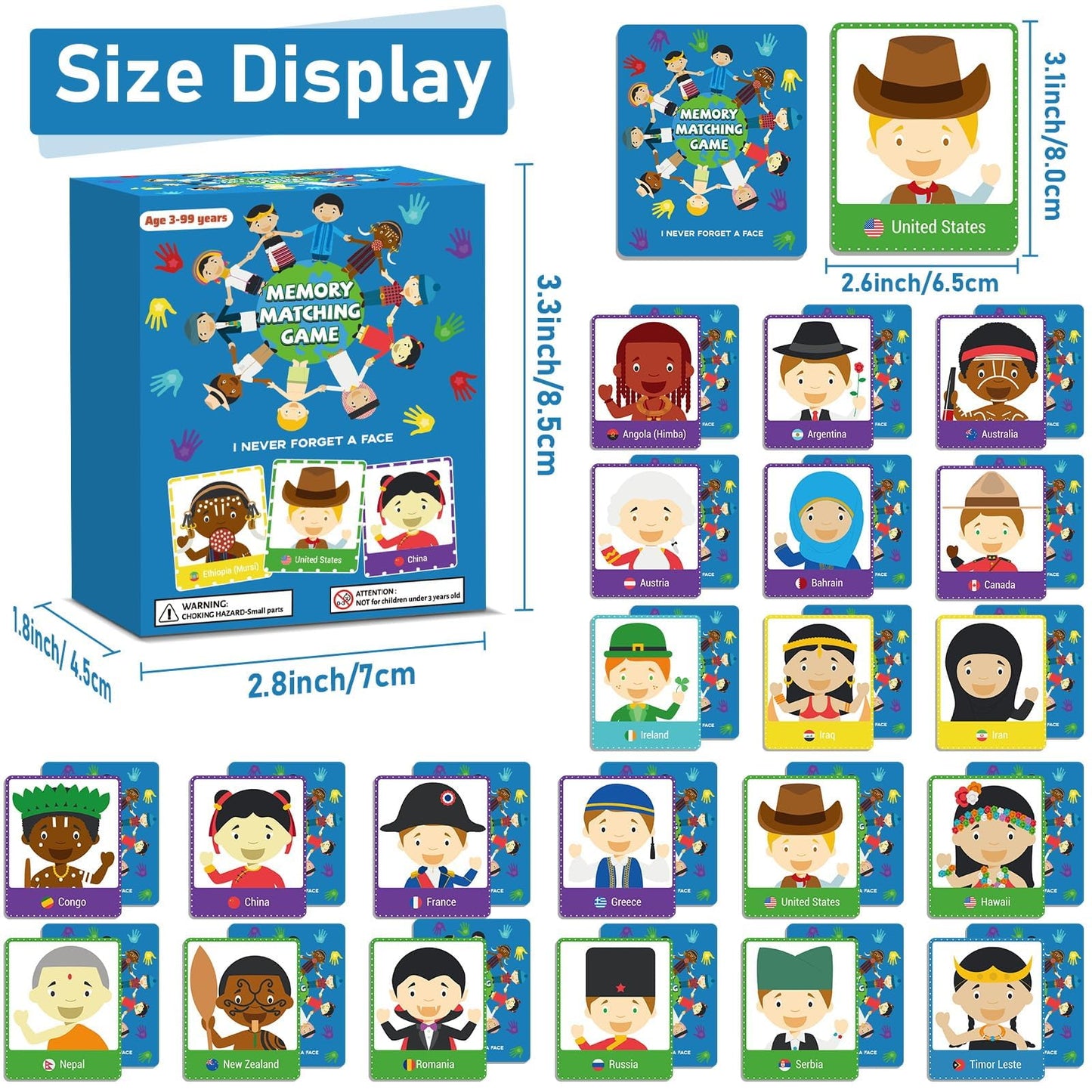 Gisgfim 50 Pairs Memory Matching Game Never Forget A Face Concentration Memory Matching Games