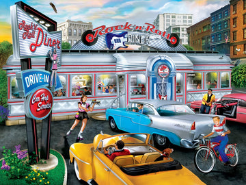 Masterpieces 550 Piece Jigsaw Puzzle For Adults, Family, Or Youth - Rock & Rolla Diner - 18''X24'' - Nostalgic Retro Jigsaw Puzz