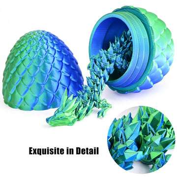 Locyfens 3D Printed Dragon Eggs With Dragon Inside, Articulated 3D Dragon Toys With 3D Dragon Eggs, Crystal Dragon Blue Green