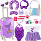 Travel Luggage Play Set For 18 Inch Doll Accessories And Furniture Doll Luggage Seat With Mermaid Doll Clothes Sunglasses Camera
