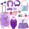 Travel Luggage Play Set For 18 Inch Doll Accessories And Furniture Doll Luggage Seat With Mermaid Doll Clothes Sunglasses Camera