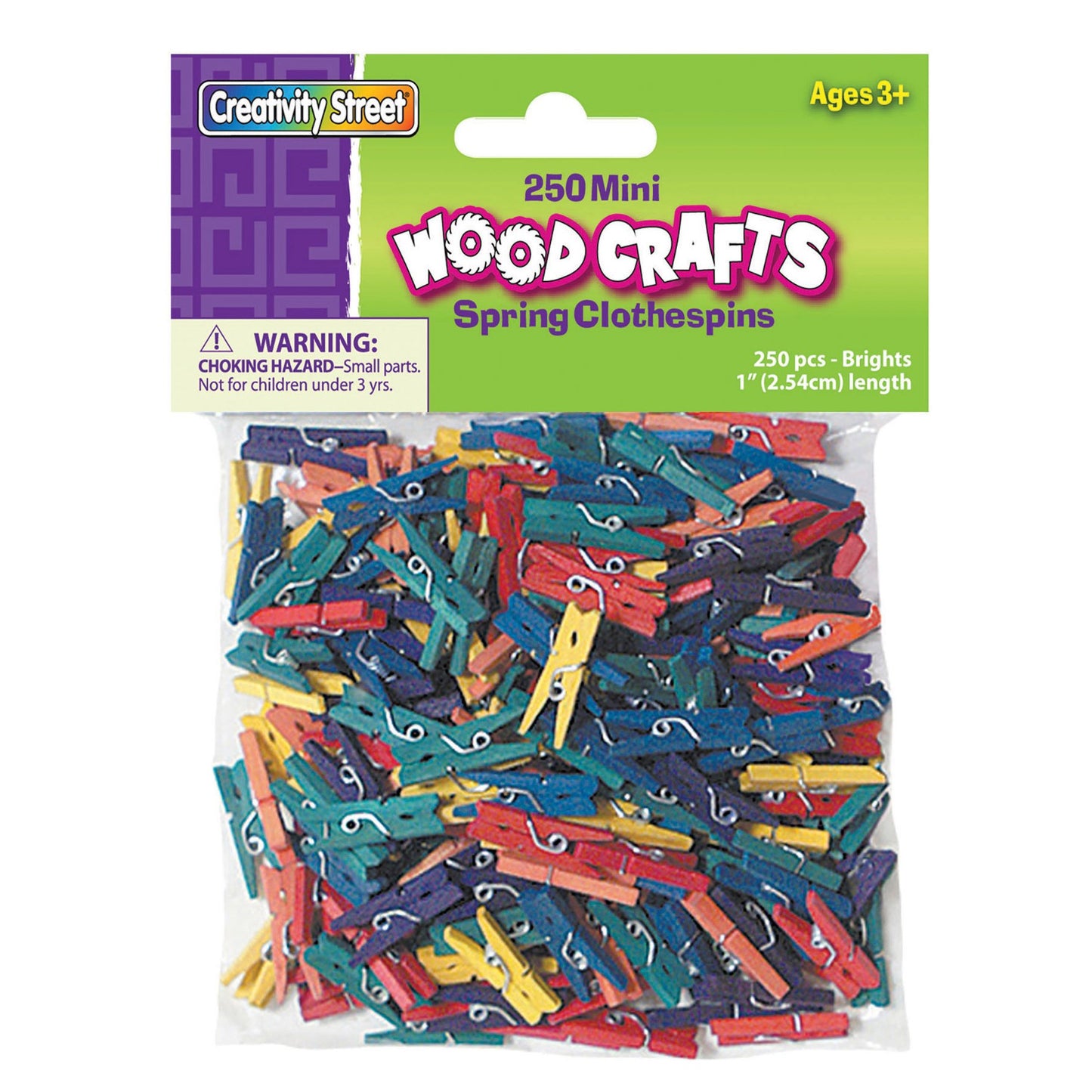 Chenille Kraft CK-367202 Bright Hues Spring Clothespins, 1.4 Height, 4 Wide, 4 Length, Mini (250 count)