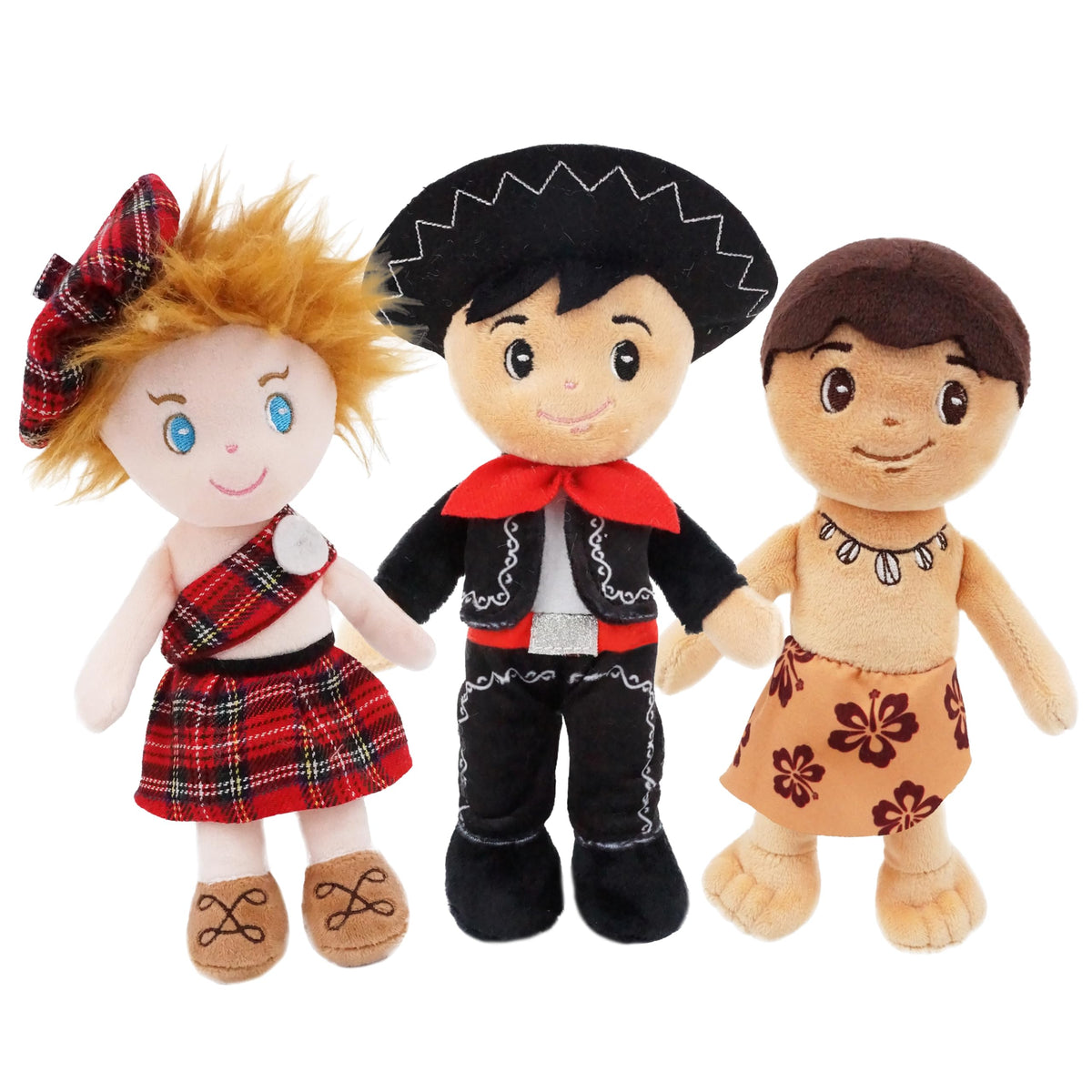 June Garden 3Piece 8 Multicultural Soft Doll Set