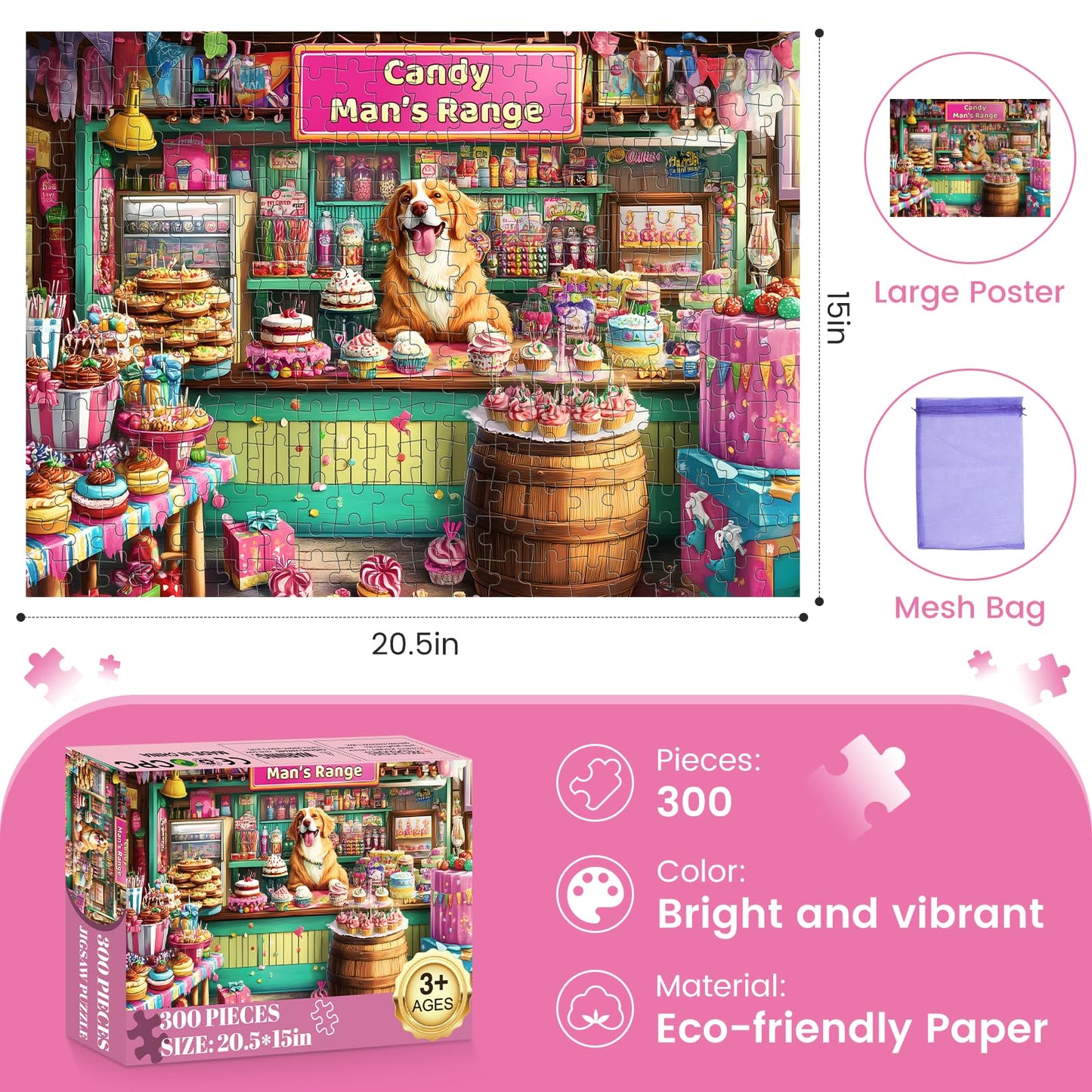 300 Piece Puzzles for mature-themeds Jigsaw Puzzles 300 Pieces for mature-themeds Children Seniors Dog Puzzles Animals Pet Lover mature-themed Jigsaw Puzzle Games Family Activity Great Gift Home Decor 20.5x15 in