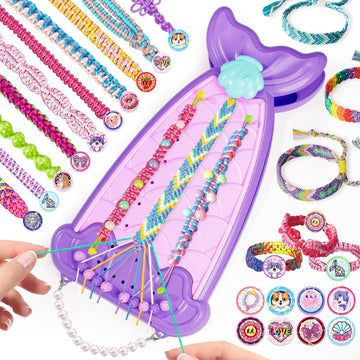 2-in-1 Friendship Bracelet Making Kit, Arts and Crafts for Girls Ages 8-12, Jewelry Making Kit&DIY Travel Activity Toys Set, Chr