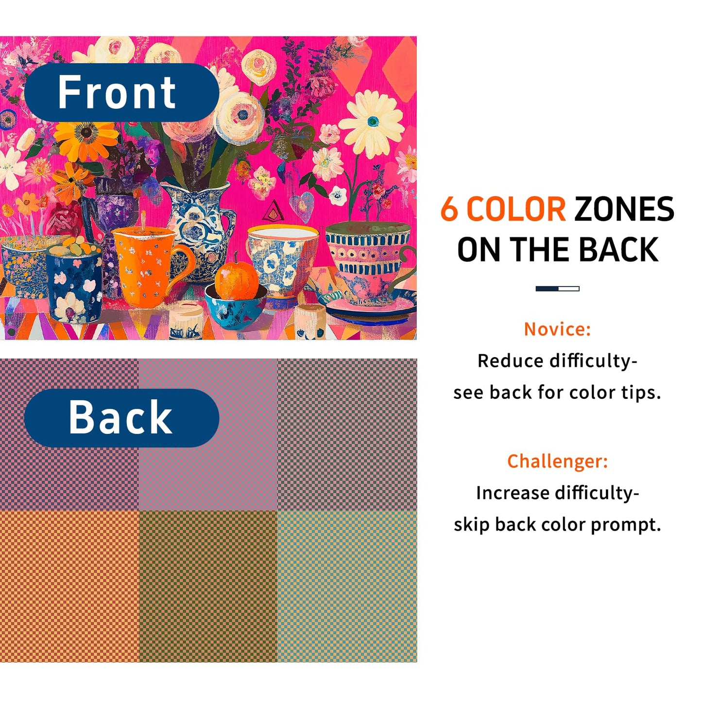 Naturelish Puzzles for mature-themeds 1000 Pieces - Flowers Art: Difficult Challenging Unique Jigsaw Puzzle for mature-themeds  Gift for Women  6-Color-Zone on Back Puzzles