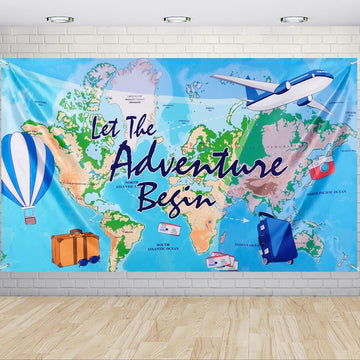 Wernnsai Bon Voyage Party Backdrop - 73'' X 43'' Travel Themed Birthday Party Decorations Adventure Awaits Around The World Photo Background Adventure Time Banner Classroom Graduation Going Away Decor