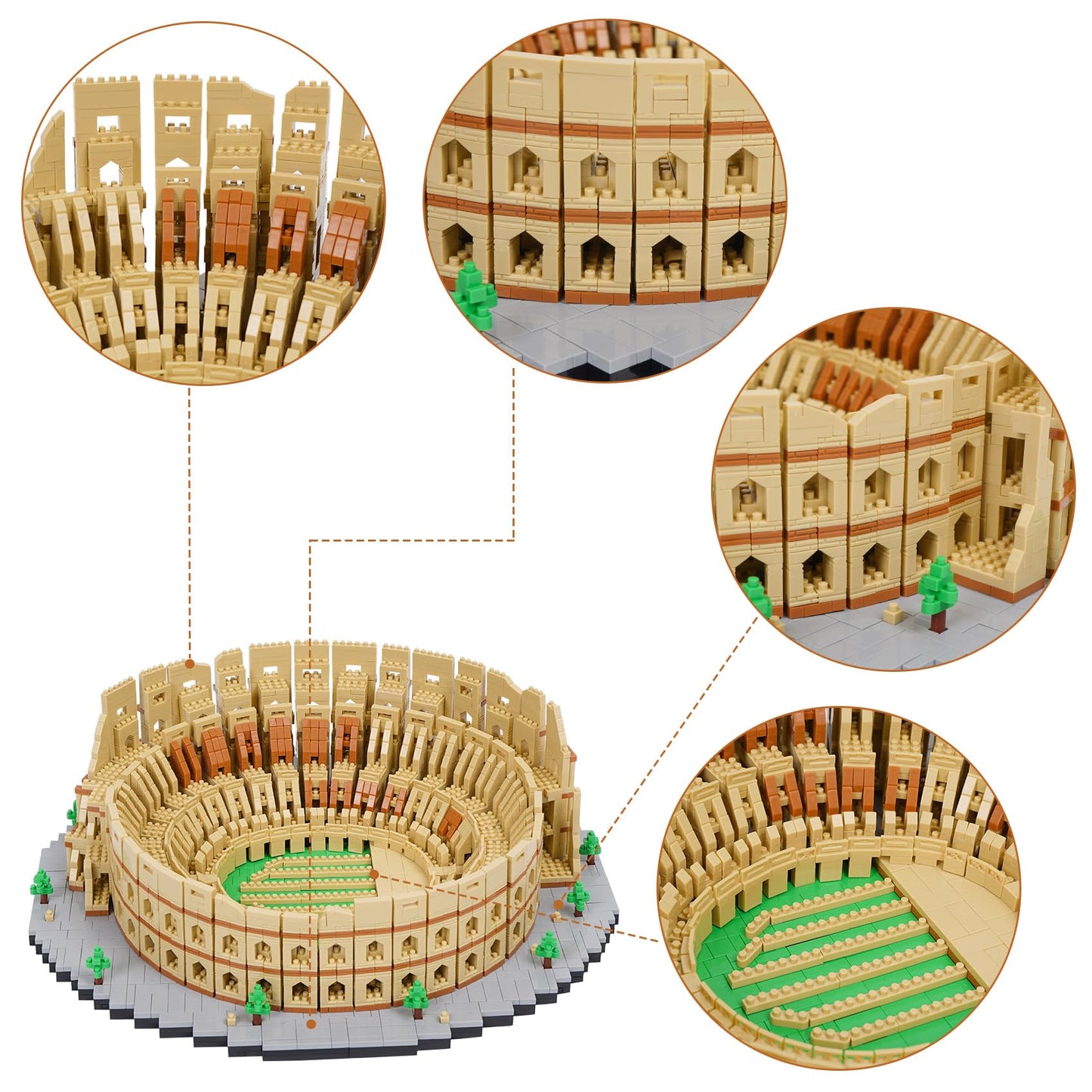 Geniteen Building Blocks Set - Roman Colosseum Model, 5594 PCS Micro Building Kit, Plastic Construction Toy for Kids & Adults