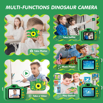 Mylorful Kids Camera, Cartoon Dinosaur Selfie Digital Camera Toys For Kids, Christmas Birthday Gifts For Boys Girls Age 3 4 5 6