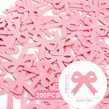 200pcs Bow Confetti, 1.6x1.4in Pink Bow Bachelor Party Confetti Glitter Table Confetti for Tying the Knot Bachelorette Birthday