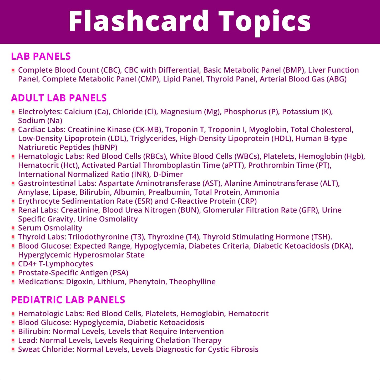Lab Values & Abg Interpretation Flash Cards - No Fluff - Only Essential Info For Nursing School - 2025 Nclex Ati Hesi Review Lpn