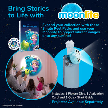 Moonlite Storytime Monsters Inc Storybook Reel, A Magical Way To Read Together, Digital Story For Projector, Fun Sound Effects, Learning Gifts For Kids Ages 1 Year And Up