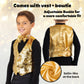 Dress Up America Boys Sequin Vest With Bowtie - Sparkly Costume Vest For Kids - Shiny Formal Party Outfit For Boys (Gold)