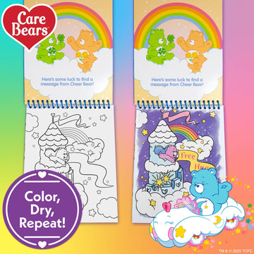 Horizon Group USA Care Bears Aqua Art - Reusable Water-Reveal Books, Multi, 6"x7.5", Mess Free Coloring for Toddlers, Model 230357