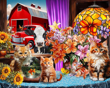 Springbok Farmhouse View 500 Piece Puzzle For Adults - Features A Colorful And Quaint Farmhouse Window View