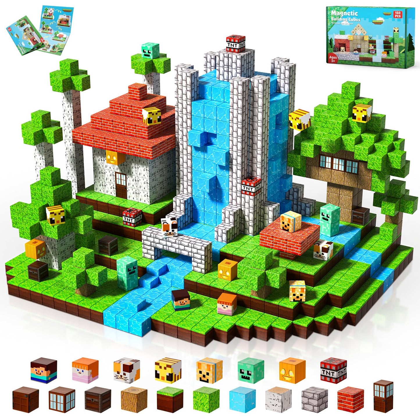Magnetic Blocks-150Pcs Magnetic Building Blocks, Magnetic Tiles Kids Build Magnetic Cubes Constructions Toys 2025 Upgraded Stem