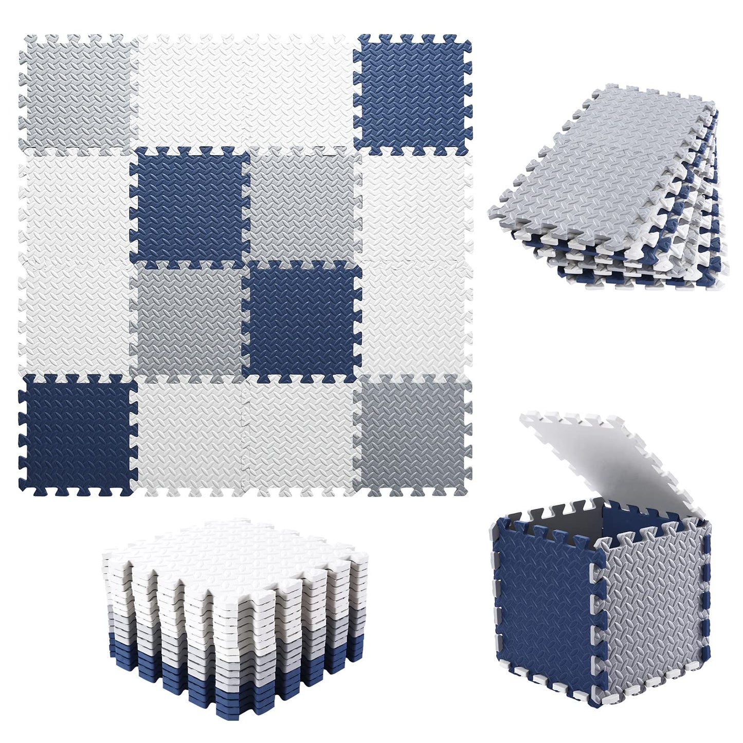 Tamiplay Foam Play Mat For Baby, Eva Non-Toxic Interlocking Floor Mats With Solid Colors, Squares Baby Play Mat, Eva Foam Floor 