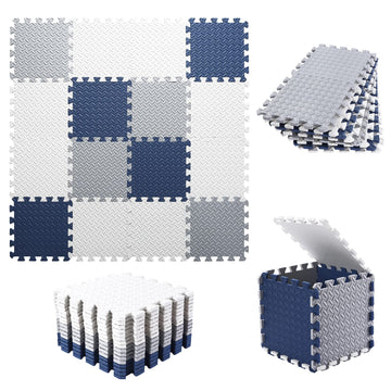 Tamiplay Foam Play Mat For Baby, Eva Non-Toxic Interlocking Floor Mats With Solid Colors, Squares Baby Play Mat, Eva Foam Floor 