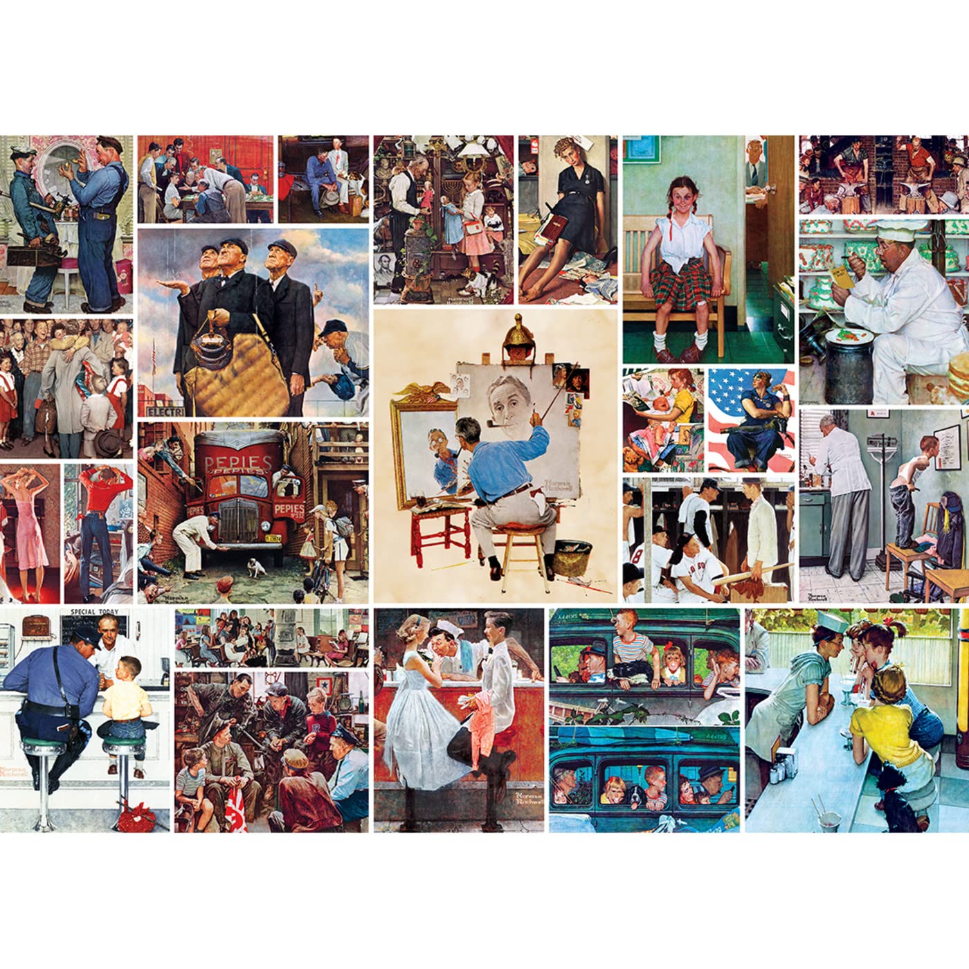 Masterpieces 1000 Piece Jigsaw Puzzle For Adults, Family, Or Youth - Rockwell Collage - 19.25''X26.75''