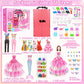 66Pcs Doll Clothes And Accessories With Doll Closet For 11.5 Inch Doll Dress Up Set With 1 Doll Fashion Dresses Outfits Tops And Pants Shoe Rack Bags Gift Toy For Girls 4 5 6 7 8 9 10 Years