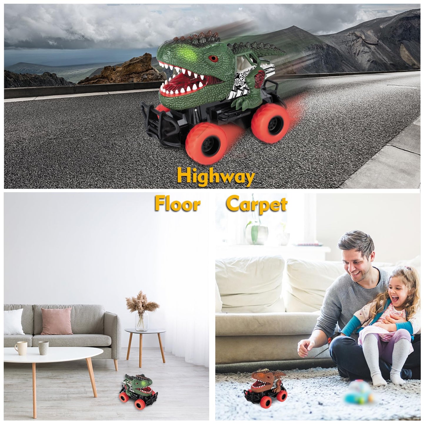 Delycazy Dinosaur Toys Remote Control Car for Kids 3-7, Dino RC Car for Toddler Kids Toys Age 3 4 5 6 7 Boys and Girls Christmas