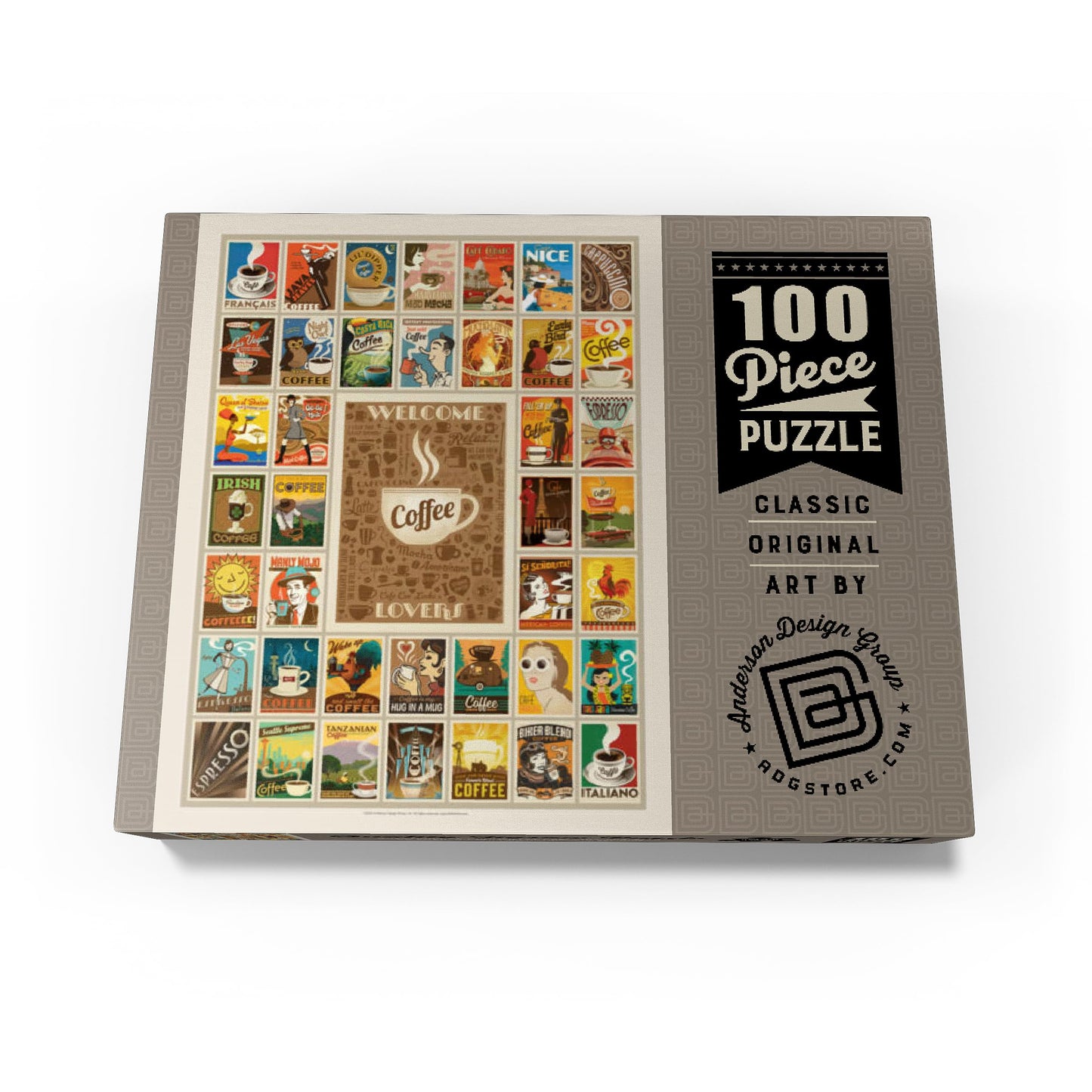 MyPuzzle Coffee Collection: Multi-Image Print  Vintage Poster - enhanced 100 Piece Jigsaw Puzzle for mature-themeds