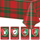 3 Pieces Christmas Tablecloth Buffalo Checkered Plaid Party Tablecover Red And Green Plastic Table Cloths Rectangle Xmas Theme P