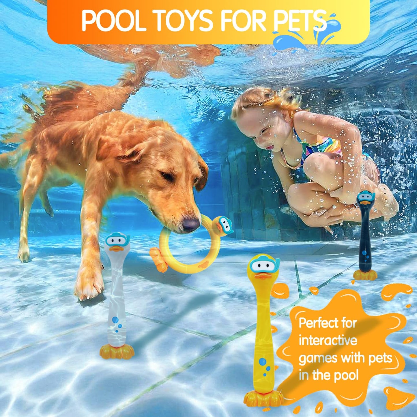 zeeloopbee Duck Swimming Diving Sticks Pool Toys for Kids Ages 4-8  3pcs Training Sinking tossing Dive Toy for Kid Diving  Summer Underwater Sinking Pool Toys for Kids Ages 8-12 (Duck Sticks)