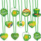 16pcs St. Patrick's Day Necklace bead Shamrock Bead Pendant Necklace for Party Costume Accessories Mardi Gras Party Decor