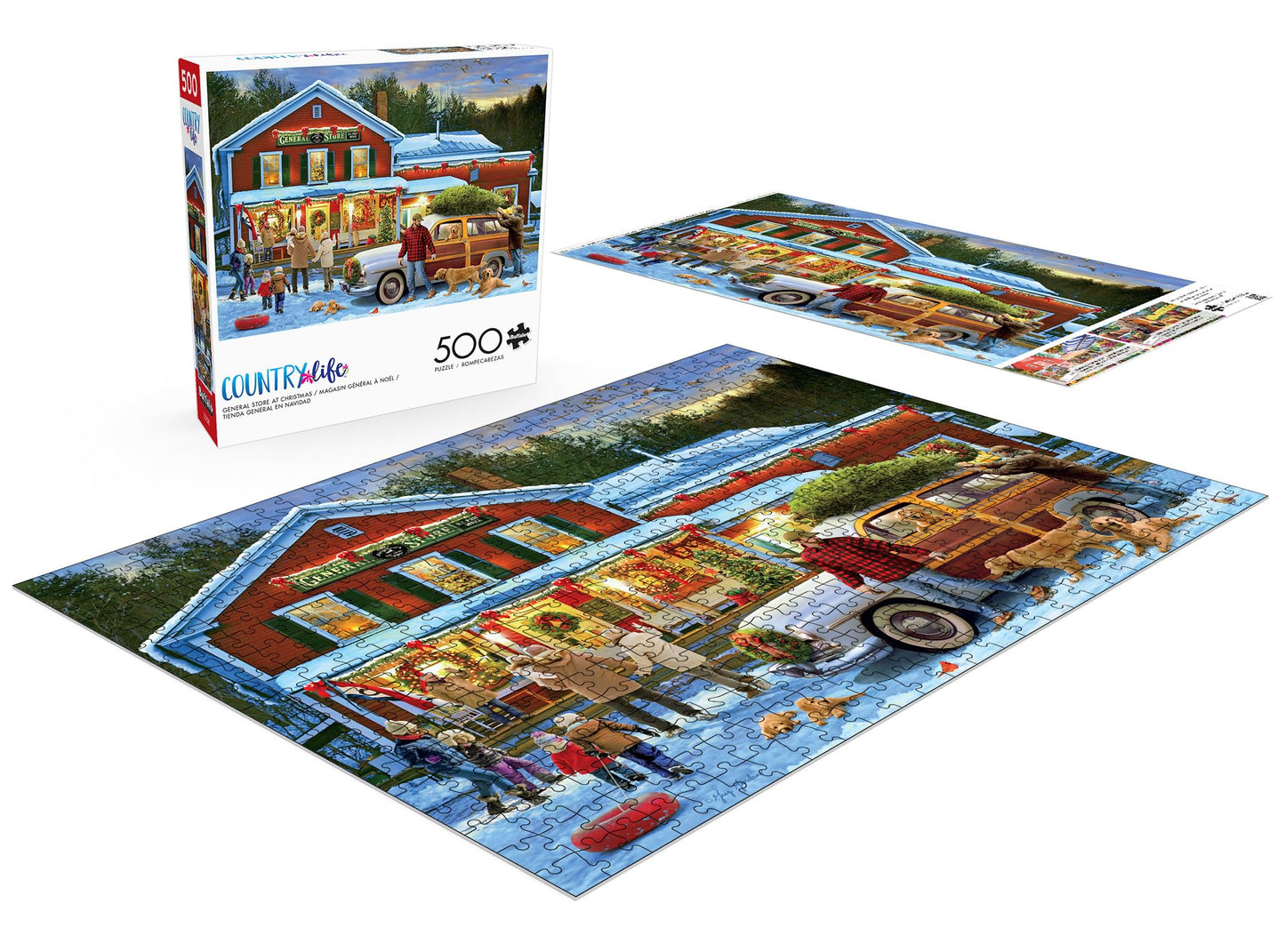 Buffalo Games 500 Piece Jigsaw Puzzle - General Store at Christmas - Multicolor - Challenging Puzzle for Adults - Model 33268