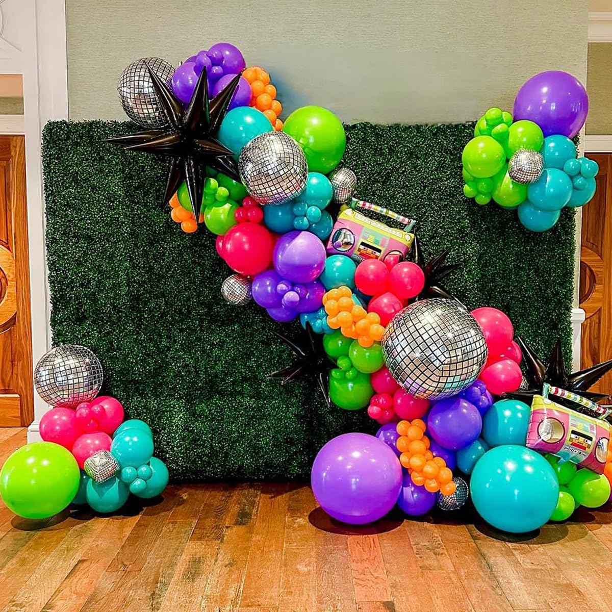 MEBAY Red Purple Teal Balloon Garland kit, 156 Pcs Metallic Purple Pastel Pink and Confetti Purple Balloons Arch for Teenage Gir