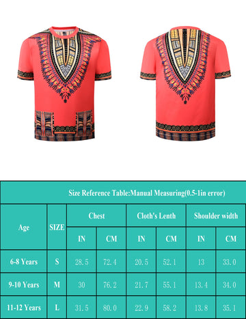 Inrajoper Boys Hippie Costume Kids Colorful African Dashiki T-Shirt Festival Boho 60'S 70'S Bohemian Outfits Orange 9-10 Years