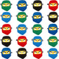 Rcanedny 20 Pieces Kids Ninja Masks Felt Elastic Cartoon Mask for Boys Girls Halloween Costume Party Supplies Ninja Theme Birthd