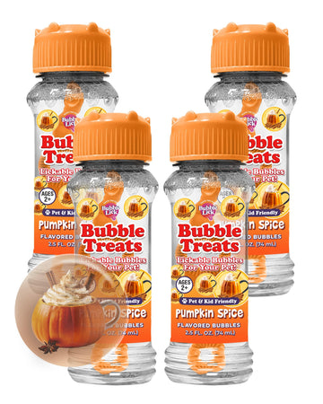 Bubble Treats Pumpkin Spice (2.5 Fl Oz, Pack Of 4), Edible Bubbles For Kids And Dogs - Premium Natural Flavored Bubble Solution,