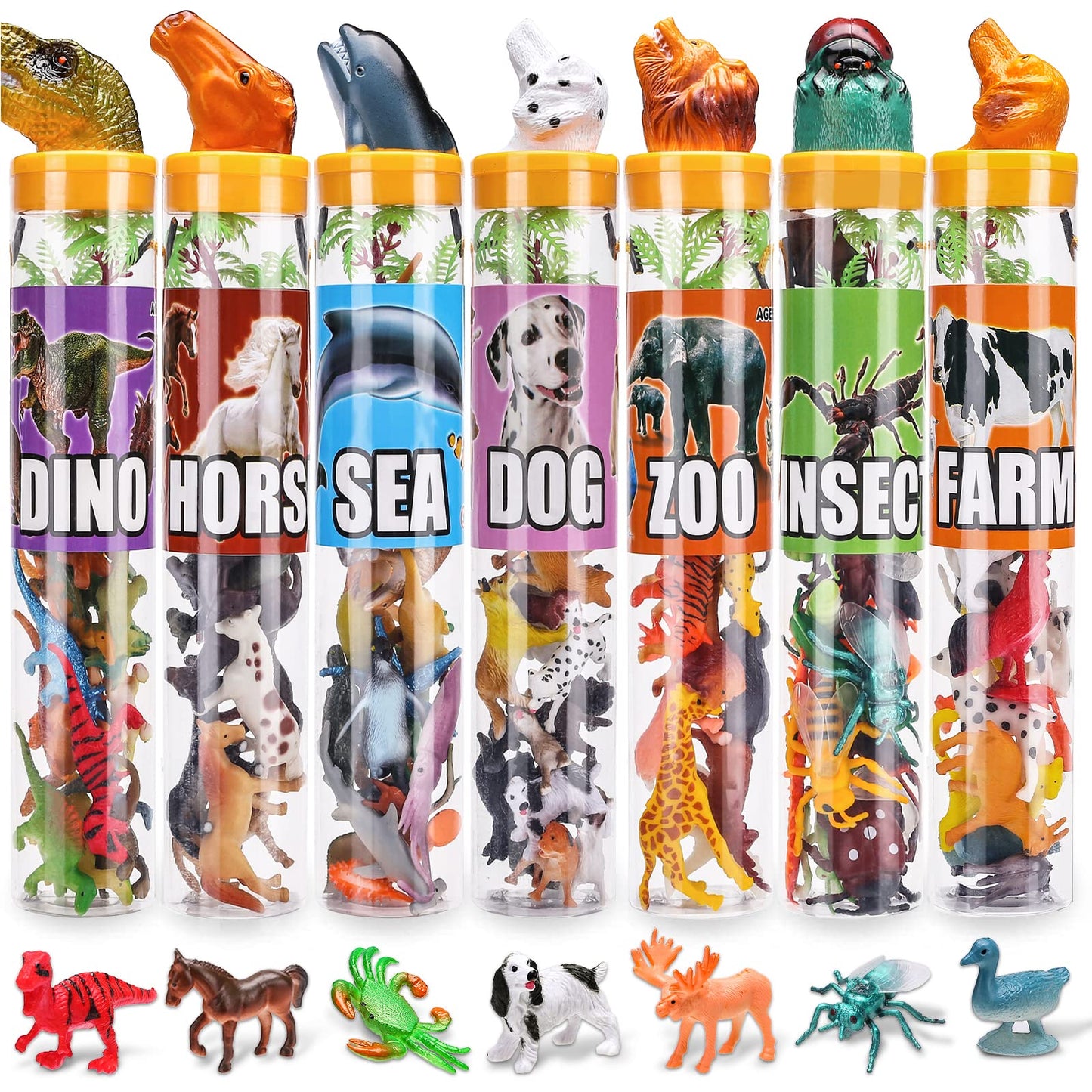 KarberDark 95 Pcs Small Animal Toys - Plastic Assorted Mini Figures for Kids, Clear, Ideal for Sensory Bins and Birthday Gifts