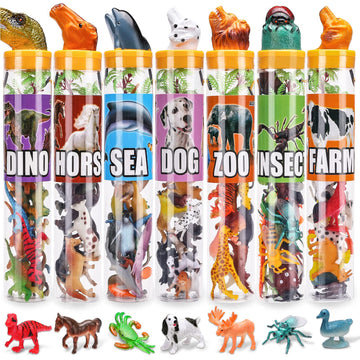 KarberDark 95 Pcs Small Animal Toys - Plastic Assorted Mini Figures for Kids, Clear, Ideal for Sensory Bins and Birthday Gifts