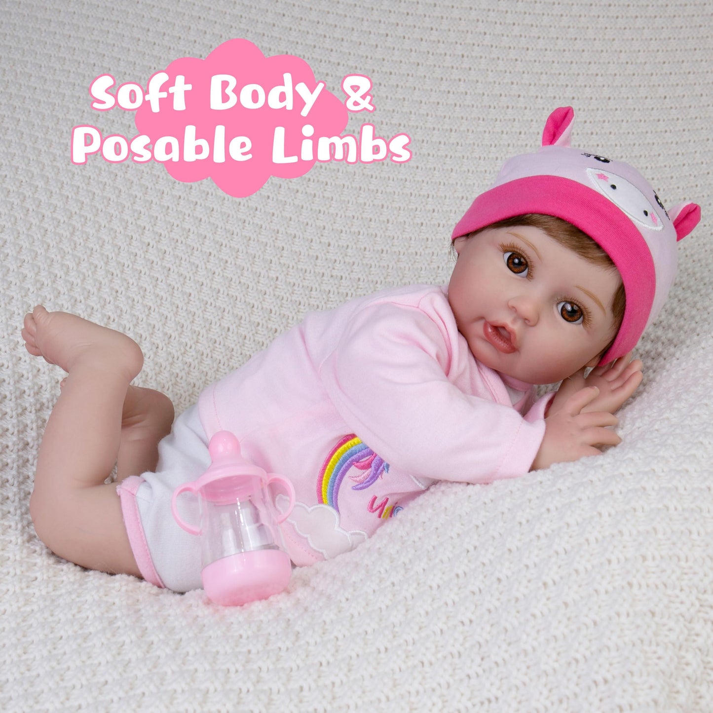 Ekokiz Lifelike Baby Dolls, 22-Inch Reborn Baby Dolls Soft Cloth Body Realistic Baby Doll Adorable Real Life Baby Dolls With Clo