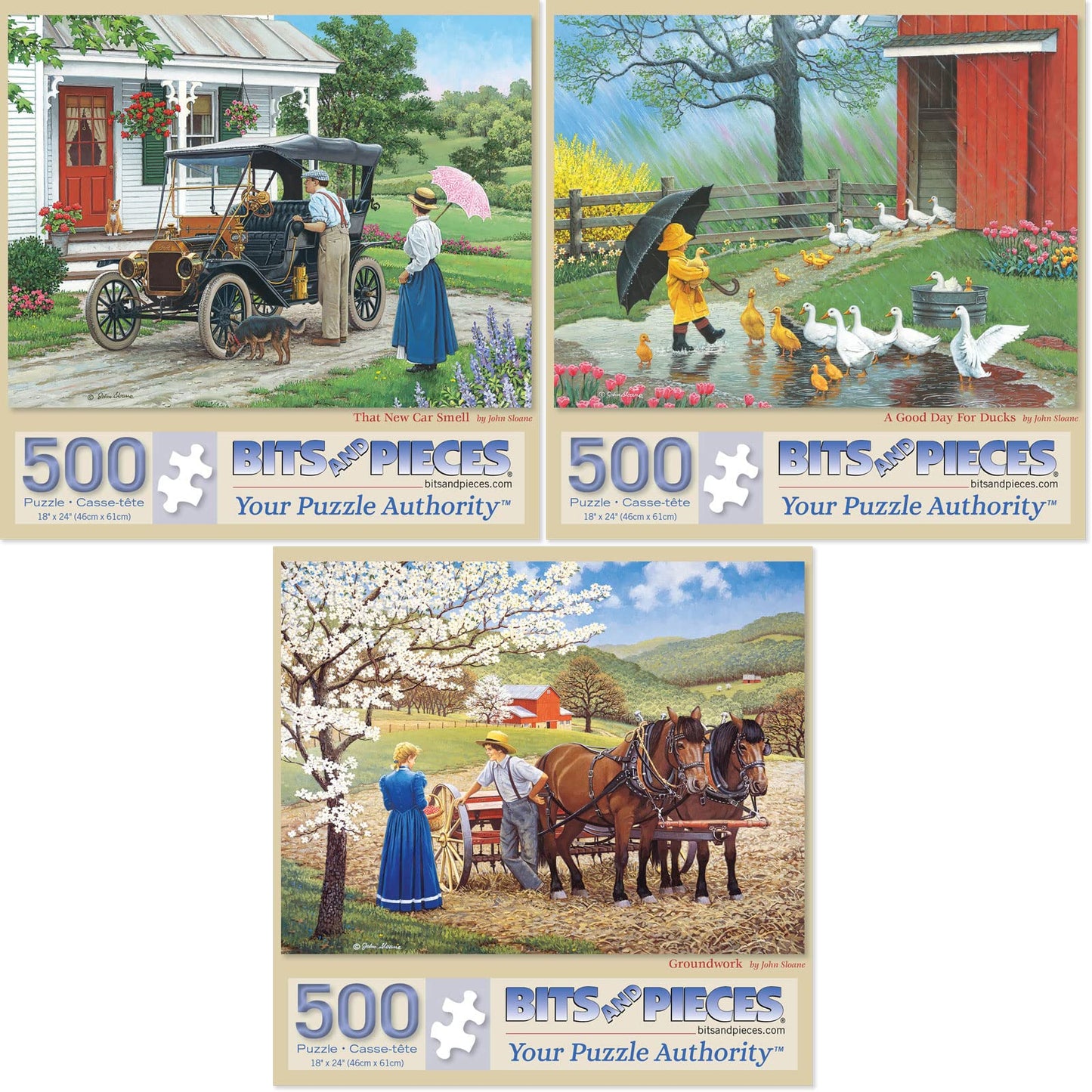 Bits And Pieces - Value Set Of (3) 500 Piece Jigsaw Puzzles For Adults - Each Puzzle Measures 18'' X 24'' - 500 Pc That New Car