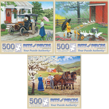 Bits And Pieces - Value Set Of (3) 500 Piece Jigsaw Puzzles For Adults - Each Puzzle Measures 18'' X 24'' - 500 Pc That New Car