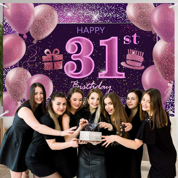 31St Birthday Decorations For Girls Imisi Happy Birthday Banner Pink Decorations For A Party Birthday Backdrop For Women