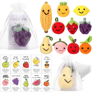 Shappy 50 Sets Inspirational Positive Fruit Toy Gift Cute Funny Wool Knitted Fruit Mini Employee Appreciation Gift Motivational 