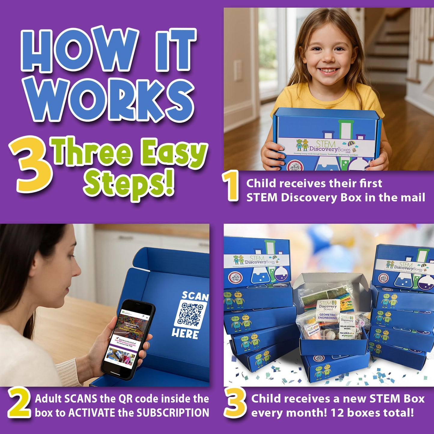 Stem Discovery Box 12 Month Subscription With 36 Total Stem Projects - Educational Science Technology Engineering Learning Lab -
