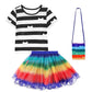 SHELOVESIT Girls Cat Cabin Costume with Rainbow Tutu Dress T-shirt Headband and Bag Halloween and Birthday Party Outfits-(120cm/4T-5T)