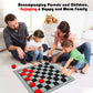 Giant Checkers Board Game Set,3 In 1 Tic Tac Toe Board Draughts Reversible Rug Game For Kids & Adults, Big Checker Floor Game Mat,Indoor Outdoor Yard Game For Family Camping Party