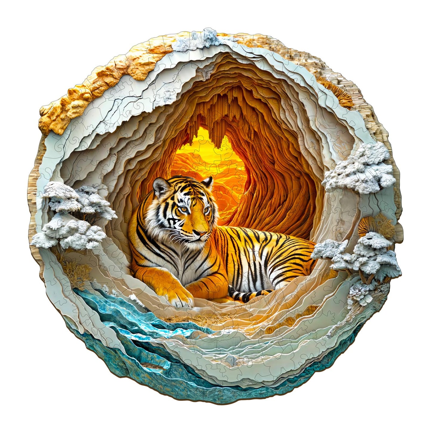 Wooden Puzzles for mature-themeds  Wooden Jigsaw Puzzles for mature-themeds Kids  3D Vision Effect-3D Tiger Unique Shaped Wood Puzzles mature-themed  Creative Birthday Gifts for Friends Family Game (8.5 * 8.5in 100pcs)
