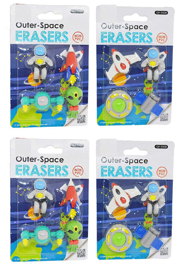 Crackles Cutest Global Astronaut Outer Space Solar Pattern Erasers  Set of 4 for Birthday Gifts for Kids (Total 16 Erasers) for