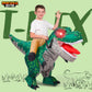 Spooktacular Creations Kids Halloween Inflatable Dinosaur Costumes, Light-Up Eyes Riding A T-Rex Inflatable Costume, Green Rawr Blow Up Dinosaur Costumes For Halloween Costume Cosplay Themed Parties