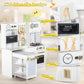 BRINJOY Kids Play Kitchen with Removable Cart, Wooden Toddler Kitchen Playset with Oven, Stove, Sink, Coffee Maker, Pretend Play