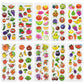 24 Sheets(350+) Fruit 3D Puffy Stickers For Toddlers Kids, Bulk Preschool Sticker Sheets For Reward, Craft, Scrapbooking