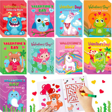 45 Pack Valentines Day Coloring Books for Kids Party Favors Valentine Mini Coloring Book Valentine Theme Goodie Bag Stuffer Fil